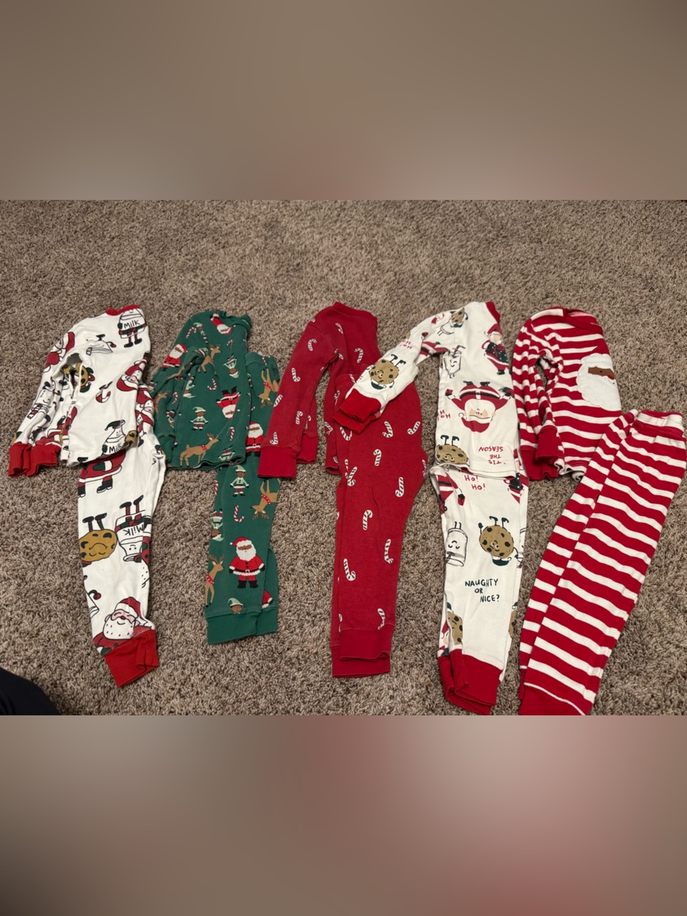 Carter's Red, White & Green Christmas Kids Pajama Sets - 5 Pack